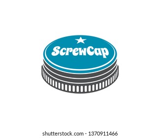 Blue Black Screw Cap Retro Logo