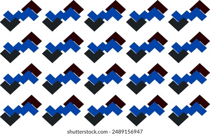 Horizontale Zeilenüberlappung auf weißem Muster, Horizontaler Zick-Zack-Chevron auf weißer Fliese Wiederholung Nahtloses Muster Replete Bild Design Stoff Print, Rhombus