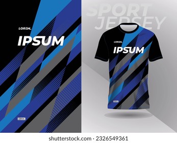 diseño de plantilla de maquillaje de camiseta negra azul para fútbol, fútbol, carreras, juegos, motocross, ciclismo y carreras