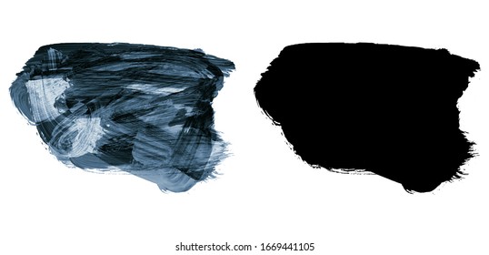 Blue and Black silhouette brush stroke. Grunge vector abstract hand - painted element. Underline and border design.