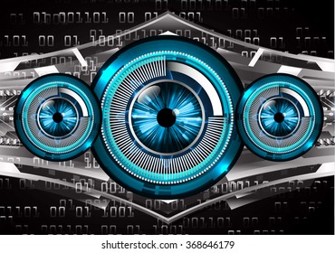 blue black silver Light Abstract Technology background for computer graphic website internet and business. circuit. illustration.digital.infographics. binary code. zero one. eye. scan virus vector