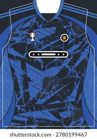 Blue and Black Soccer Jersey Template with Abstract Pattern