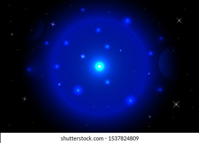 Blue black space stars illustration. Use for modern design, cover, template, decorated, brochure.