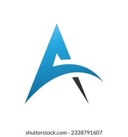 Blue and Black Spiky Arch Shaped Letter A Icon on a White Background