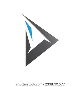 Blue and Black Spiky Triangular Letter D Icon on a White Background