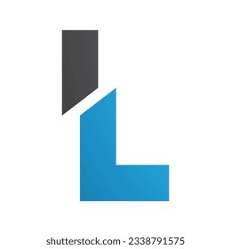 Blue and Black Split Shaped Letter L Icon on a White Background