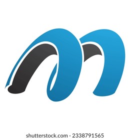 Blue and Black Spring Shaped Letter M Icon on a White Background