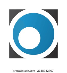 Blue and Black Square Letter O Icon on a White Background