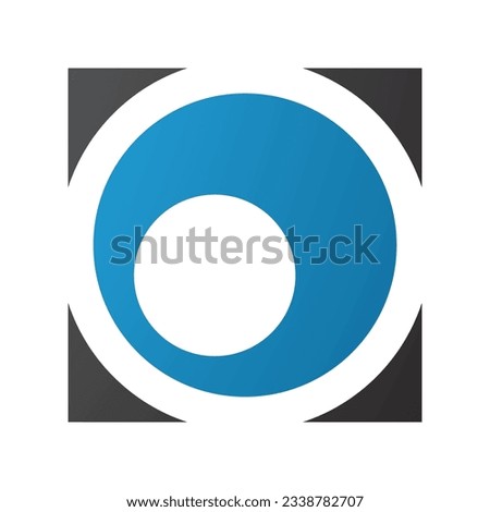 Blue and Black Square Letter O Icon on a White Background