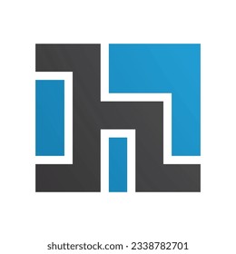 Blue and Black Square Shaped Letter H Icon on a White Background