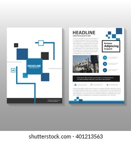 Blue black square Vector annual report Leaflet Brochure Flyer template design, book cover layout design, Abstract blue black presentation templates