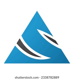 Blue and Black Triangle Shaped Letter S Icon on a White Background