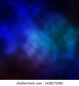 Blue, Black vector background with colorful stars. Modern geometric abstract illustration with stars. Theme for cell phones.
