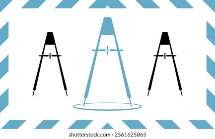 Blue and black vector compasses with safety frame design