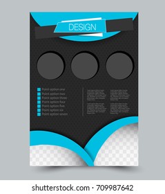 Blue and black vector flyer, brochure, annual report cover template. Business and education a4 design.