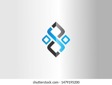 Blue and Black vector logo illustration. Simple and modern logo.