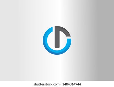 Blue and black vector logo illustration. Simple vector logo. Round vector logo.
