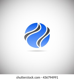 Blue and black vector logo on white background   
