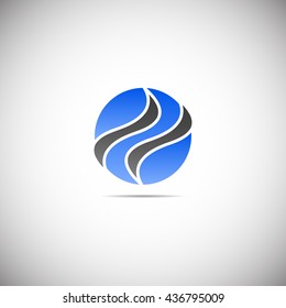 Blue and black vector logo on white background   