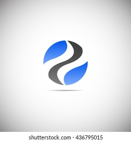 Blue and black vector logo on white background   