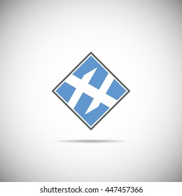 Blue and black vector logo on white background