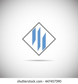 Blue and black vector logo on white background
