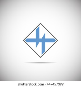 Blue and black vector logo on white background