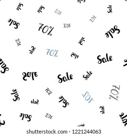  Blue, Black vector seamless background with 70 % signs of sales. Abstract illustration with colorful gradient symbols of sales. Template for season sales, shopping ads.