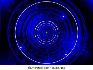 Blue and black vector technology wheel circle concept