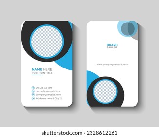 Blue black visiting card clean minimal. modern business card template
