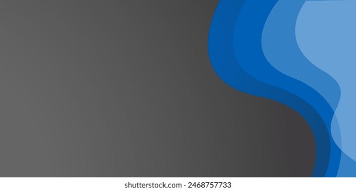 Blue and black wave layer vector background for corporate concept, template, poster, brochure, website, flyer design. Vector illustration	