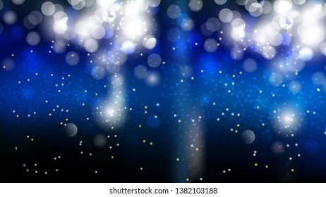 Blue Black and White Bokeh Lights Background