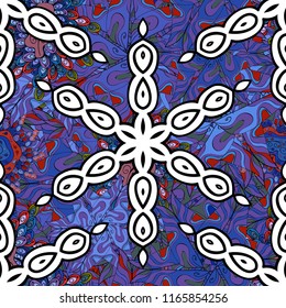 Blue, black and white colors. Colored mandalas element. Vector illustration.