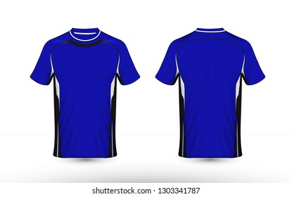 Blue, black and white layout e-sport t-shirt design template