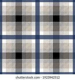 Blue, black and white plaid. Tartan pattern for textile, paper and other prints.