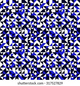 Blue, black and white retro triangles pattern