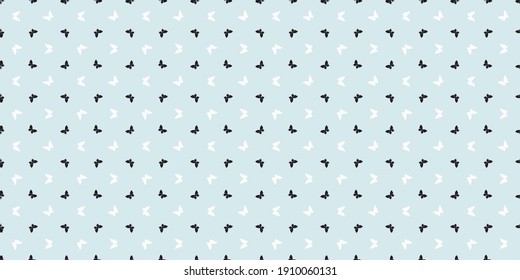 Blue black and white seamless repeat pattern background design, butterfly silhouette pattern.