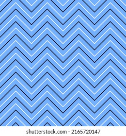 Blue, black and white zigzag seamless pattern. Minimalist geometric ornament. Best for textile, wallpapers, wrapping paper, package and home decoration.