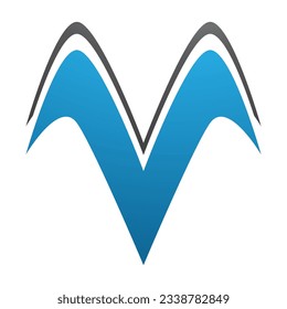 Letra azul y negra en forma de letra V icono en un fondo blanco