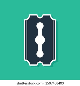 Blue Blade razor icon isolated on green background.  Vector Illustration