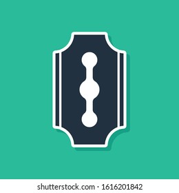 Blue Blade razor icon isolated on green background.  Vector Illustration