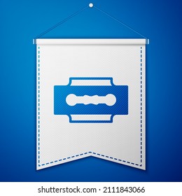 Blue Blade razor icon isolated on blue background. White pennant template. Vector