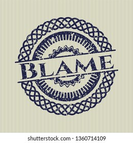 Blue Blame rubber grunge stamp