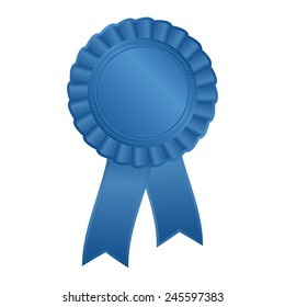 Blue Blank Award Rosette With Ribbon