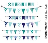 Blue blank banner, bunting or swag templates for scrapbooking  parties, spring, Easter, baby showers and sales, on transparent background, in vector format