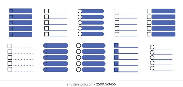 Blue Blank checklist box planner vector set