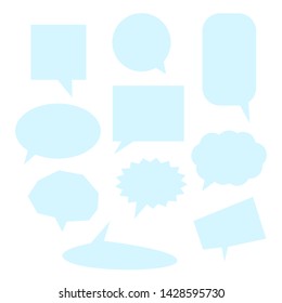 blue blank comic speech bubbles set isolated on white background. vector illustration   