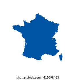 Blue blank France map. Flat vector illustration. EPS10.