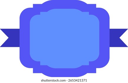 Etiqueta em branco azul com faixa de fita que serve como um elemento de design elegante e personalizável para aprimorar títulos e texto em vários projetos