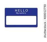 Blue blank name tag isolated on white background